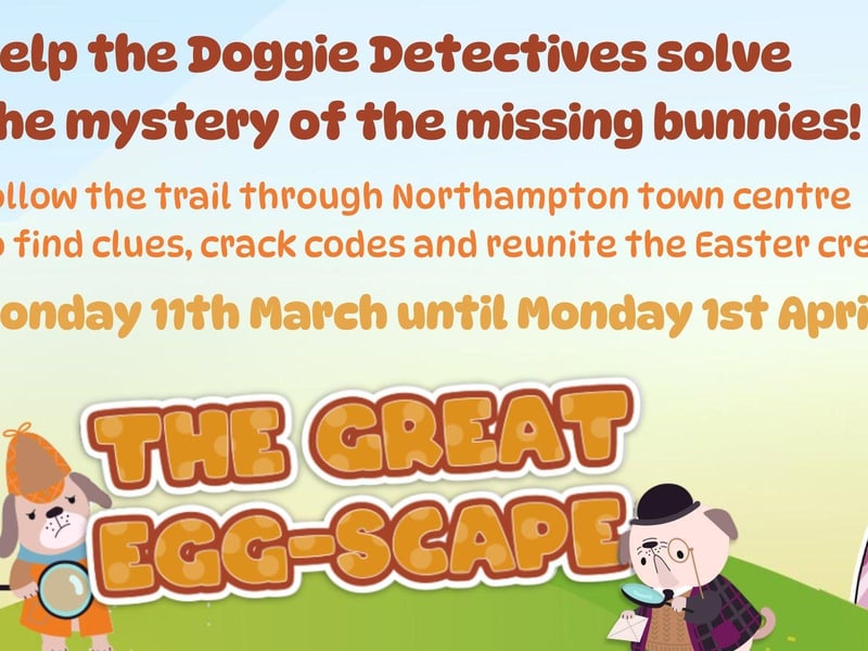 Bunnies have gone missing in Northampton town centre and the doggie detectives need help locating them and reuniting the Easter crew. Players will need to find clues, complete puzzles, crack codes and reunite the crew who are all locked behind the doors of businesses around Northampton town centre. Organised by Northampton BID, the trail is free and will run from March 11 until April 1. BID says: "Once discovered the characters will reveal themselves through the power of AR technology on your smartphone. Take selfies, record a video and share in the Easter fun before downloading a FREE prize ebook and the chance of winning a £100 voucher."