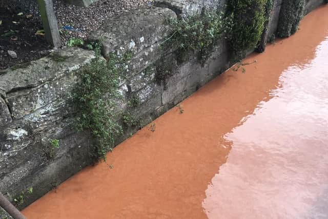 The stream became highly turbid and discoloured with clay solids.