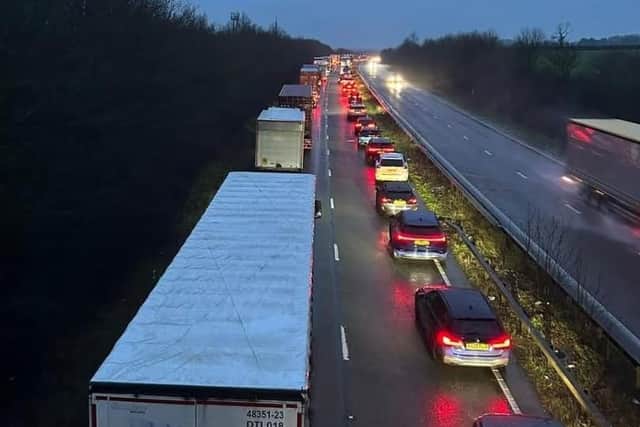 Traffic on the A14 after the crash on Tuesday (January 27) /Jim Hakewill