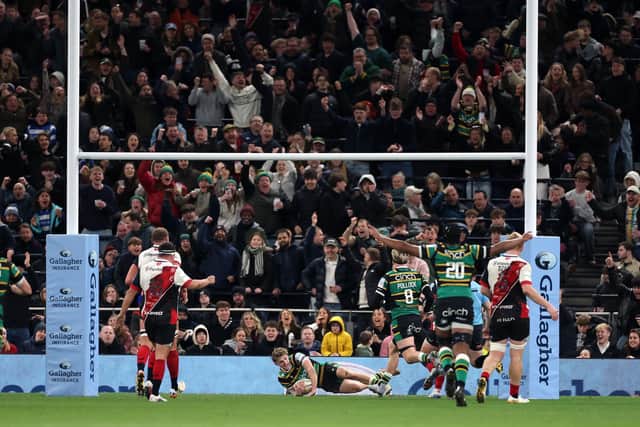 Archie McParland scored the winning try for Saints at the Tottenham Hotspur Stadium (photo by Alex Davidson/Getty Images)