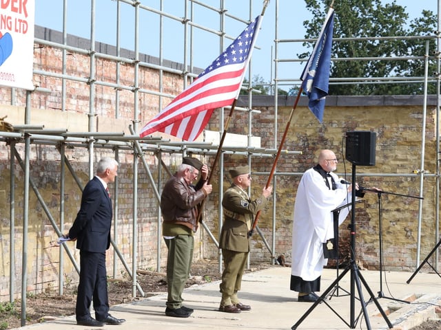 Grafton Underwood US airbase museum volunteers welcome returning veteran and families of base personnel