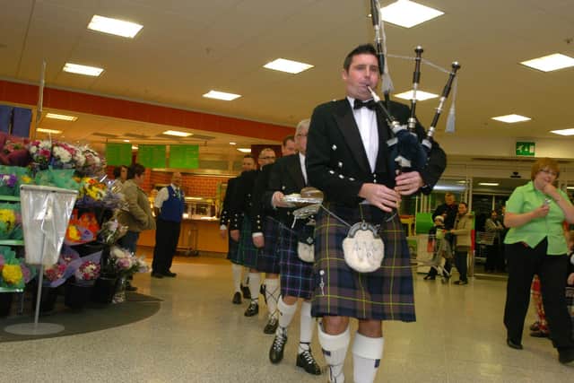 Corby: Asda Corby Burns Night preview
Pipe major Robert Muir leads in the haggis at the supermarket.
Thursday, 21st January 2010