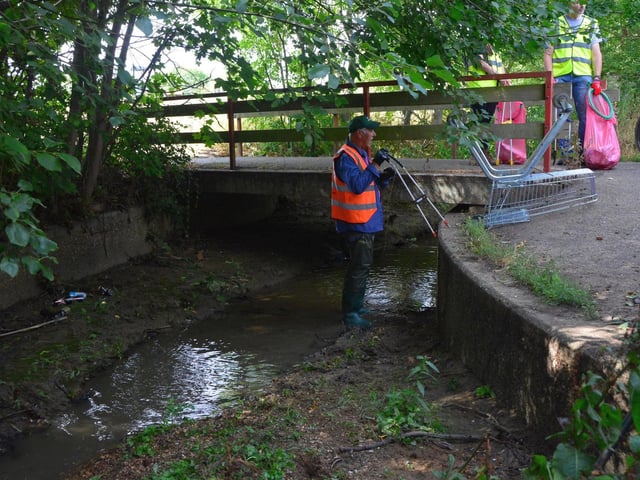 Several dumped trollies were recovered during the clean-up
