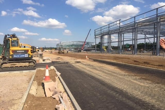 Work progressing on the Rushden Lakes site in July 2016