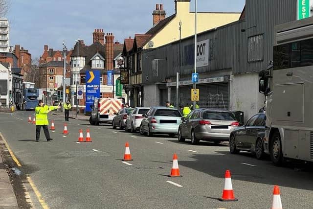 More than 90 vehicles were stopped in Bridge Street in Northampton on Tuesday (March 28).