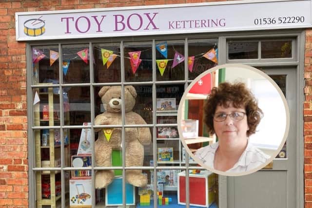 Toy Box is set to close its Kettering shop. Inset, owner Serrina Budworth