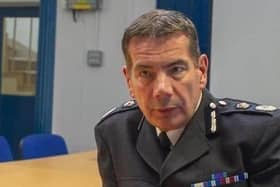 Chief Constable Adderley wearing his Falklands ribbon on the left of his chest in an interview with this newspaper in 2019. Image: National World.