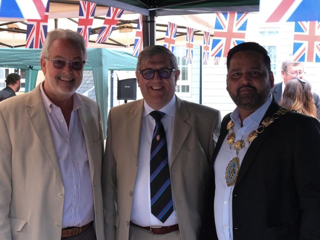 Chairman of Palmer Court, Ian Richards, with Provincial GM Mark Constand and the Wellingborough Mayor Raj Mishra