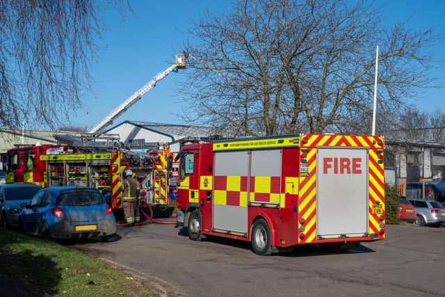 Fire crews remain at the scene in Linnell Way, Kettering