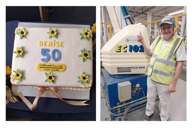 Denise's cake and Marvin standing next to the machine named after him, Marvin