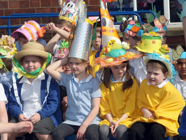 Pupils from Park Infants School, Raunds, enjoy their Easter bonnet parade.