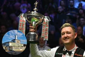 Kyren Wilson lifting the World Snooker Championship trophy /Getty/inset Wicksteed Park pavilion/National World