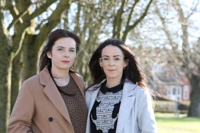 Claire and Lauren Holmes, Collette's little sisters, who have fought for justice for Collette since Stein's first release from prison. Image: Alison Bagley