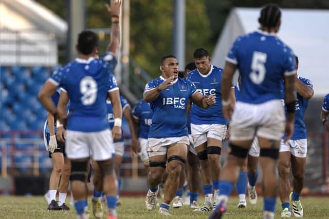 Samoa's Iakopo Mapu (centre) has joined Saints (photo by MANAUI FAULALO/AFP via Getty Images)