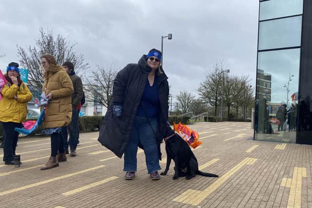 Teachers from across the county were striking outside Corby Cube today as part of a two day strike.