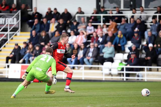 Jimmy Knowles pulled a goal back in the first half for the Poppies