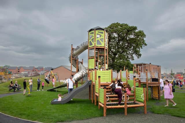 The new playground was put to good use on its opening