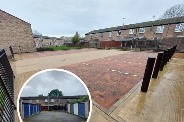 Before and after pictures of one of the parking areas