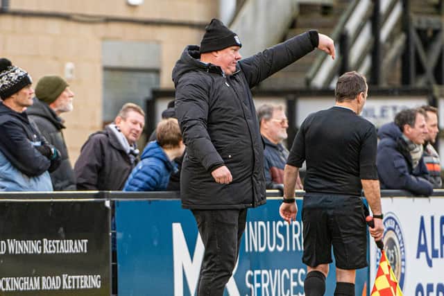 Gary Setchell was delighted to pick up his first win as manager of Corby Town. Picture by Jim Darrah