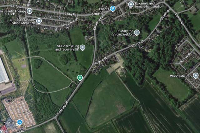 The housing estate will be located to the east of Kettering Road, tucked below residential homes on Church Street. Credit: Google Maps