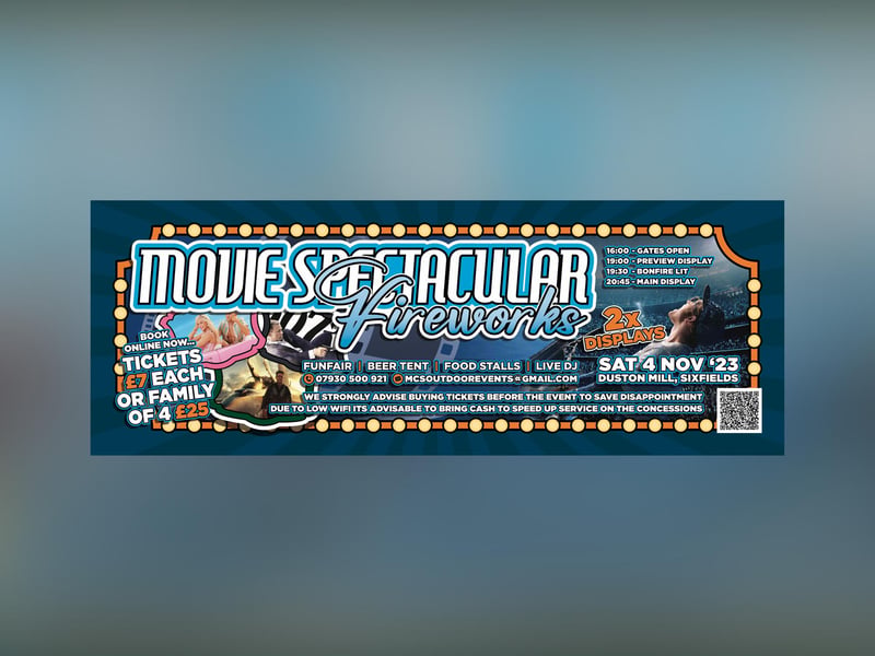 The movie themed firework display will take place from 4pm on Saturday November 4 at Duston Mill in Sixfields.
Gala Fireworks - newly crowned champions of Belvoir Castle Firework Champions Event 2023 - will be in charge of the display.
There will also be a huge bonfire, fairground, various food tents and more.
Early bird tickets are available on ticket source for £5.