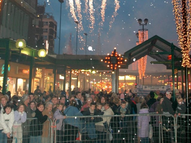 Christmas lights switch on in Corby, 2004