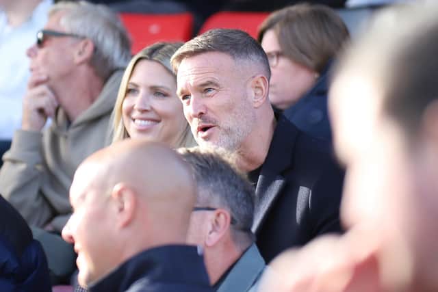 Brad Piercewright sat with supporters at Kettering Town's 1-1 draw with Halesowen last Saturday (Picture: Peter Short)