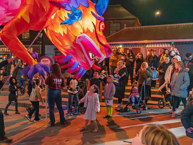 Ember, a magnificent Chinese dragon, brought the festival to a close