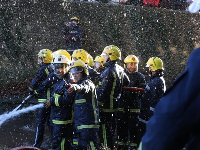 Annual Boxing Day Squirt between Geddington Volunteer Fire Brigade and Northants Fire and Rescue at Geddington Ford/National World