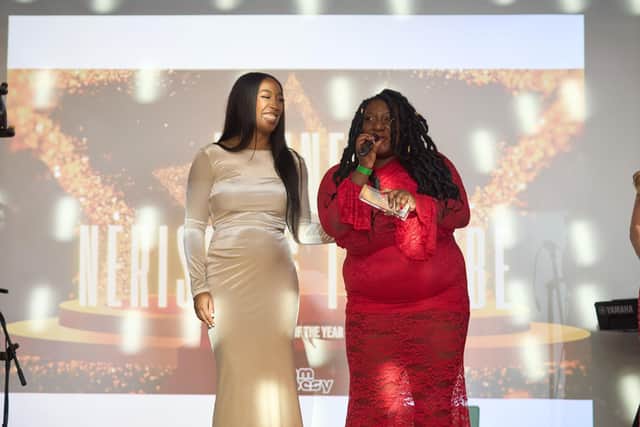 Nerissa and The Vibe speaking after receiving her award. Photo by Oluwaseun Oodebode.