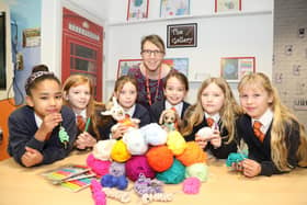Hayfield Cross Church of England Primary School crochet club with Mrs Karen Chester