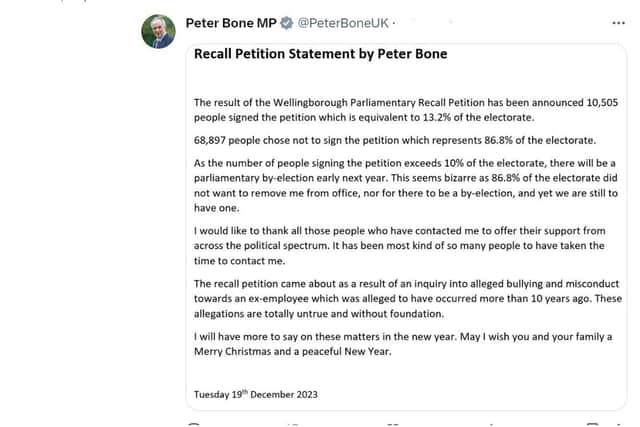 Peter Bone's statement /X
