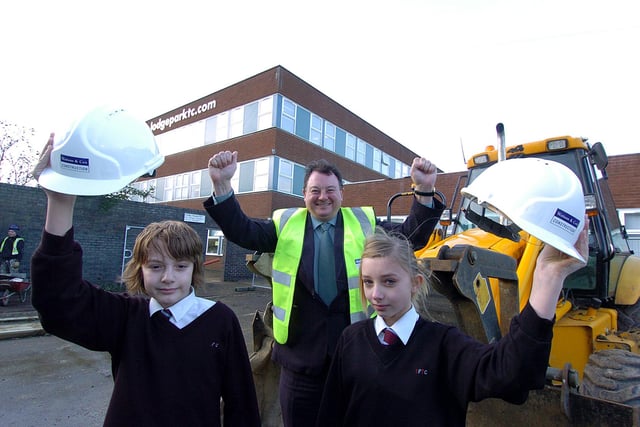 Back in 2007, building work started on the new sixth form block. Pictured with head Tom Waterworth are Rachael McAllister and Jake Softley.