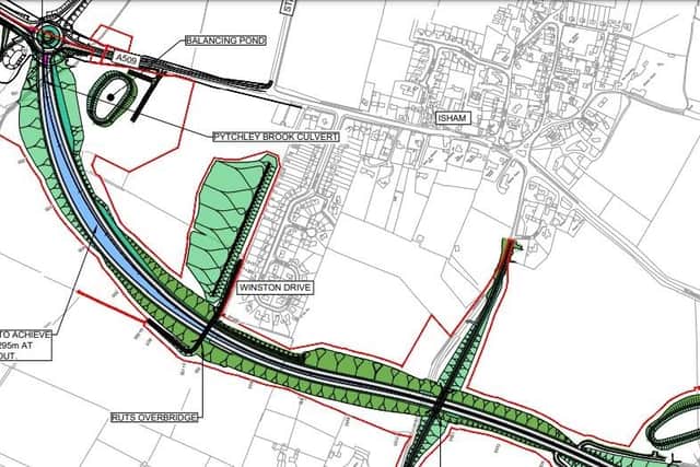 The new route for the proposed Isham bypass comes closer to homes in Fairfield Road than the previous agreed route