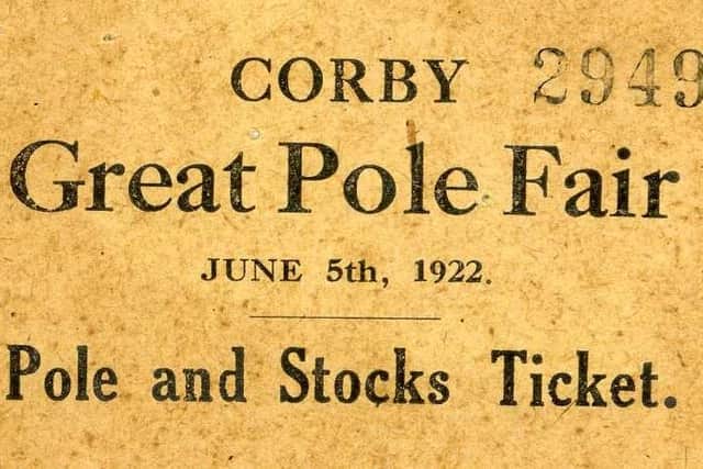 A ticket from the 1922 Corby Pole Fair