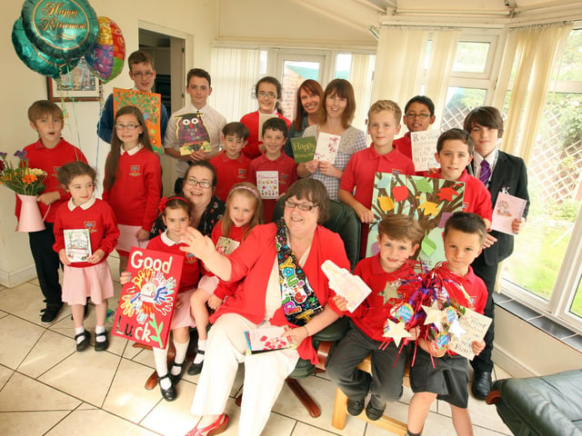 Marian Tucker teacher at St Thomas More Primary School retires. 2012