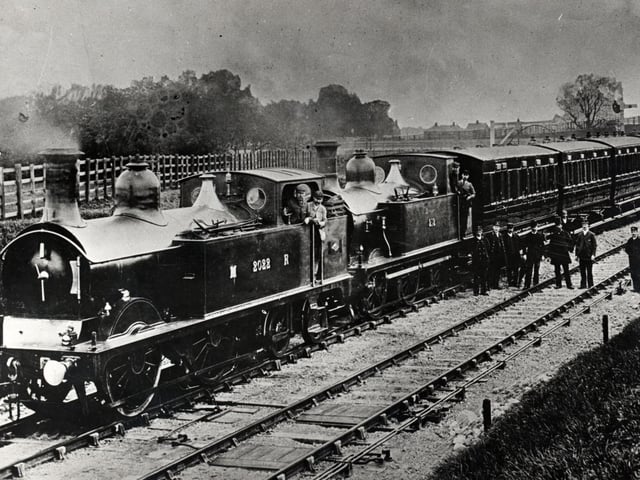 The first passenger train to leave Higham Ferrers station when the line between Wellingborough and Higham Ferrers was opened in 1894