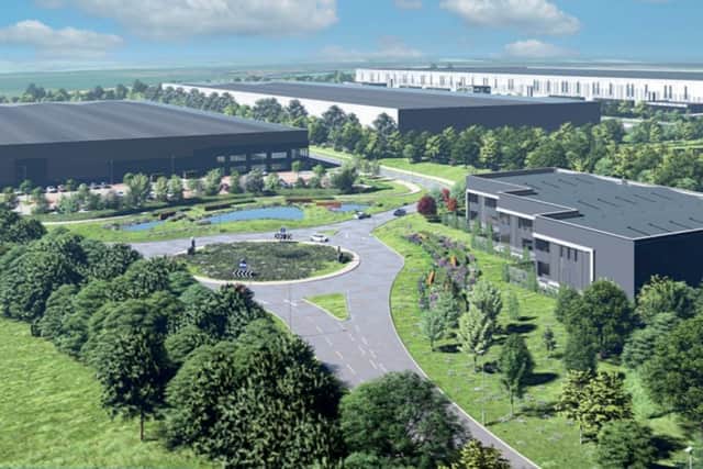 An illustrative view of plots 1-3 on the warehousing site and the 'Thrapston Gateway'. Credit: IM Properties