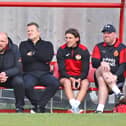 Mark Cooper was back in the Kettering Town dugout for one day only as he took charge of one of the teams for the Legends Match at Latimer Park. Picture by Peter Short