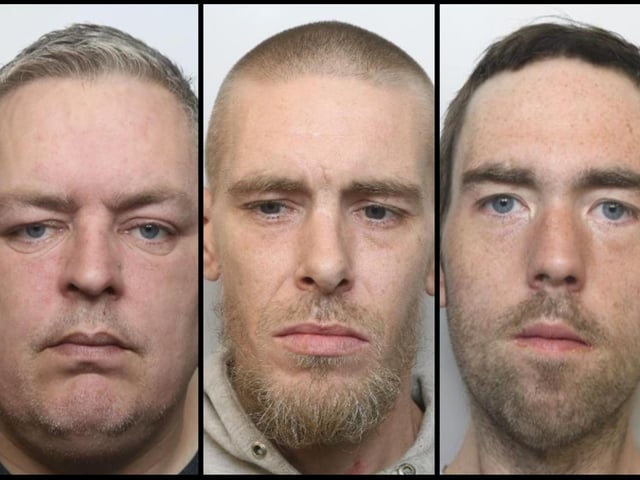 Three men were jailed after a security guard was hit over the head with a wine bottle while they robbed a Duston shop of cigarettes in July this year. Paul Duke, 43, of no fixed abode; Simon Boswell, 40, of Candace Court and Oliver Davidson, 32, of Edgehill Road all pleaded guilty to robbery; Duke also pleaded guilty to wounding without intent; Boswell to common assault and Davidson to burglary. Boswell was sentenced to two years, eight months; Davidson to two years, ten months and Duke to four years, one month at Northampton Crown Court