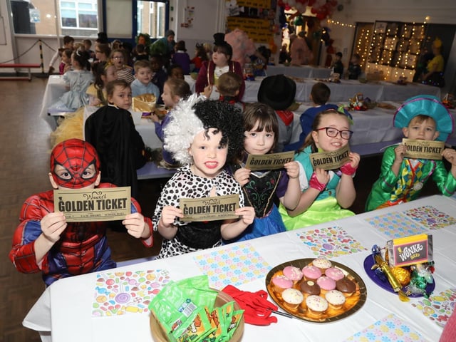 Golden ticket winners at Corby Kingswood Primary Academy:Corby children get Willy Wonka's golden tickets