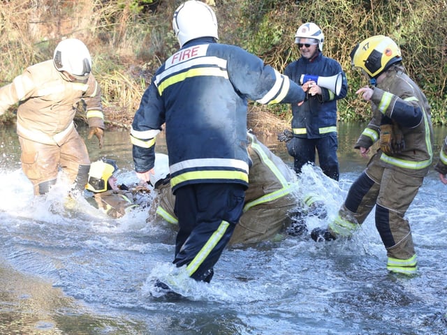 Annual Boxing Day Squirt between Geddington Volunteer Fire Brigade and Northants Fire and Rescue at Geddington Ford/National World