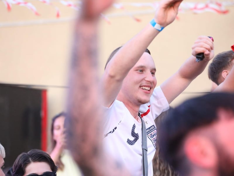 Fans at the Kettering Town FC World Cup Fan Zone watch England vs Argentina in the semi-final