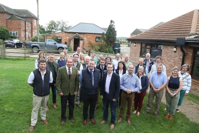 Mark Spencer MP, minister for farming with MP for Kettering Philip Hollobone, MP for Corby Tom Pursglove and NFU members