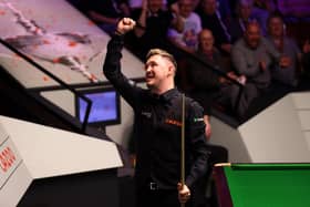 Kettering's Kyren Wilson celebrates his maximum 147 break in front of a delighted Crucible crowd. Picture by George Wood/Getty Images