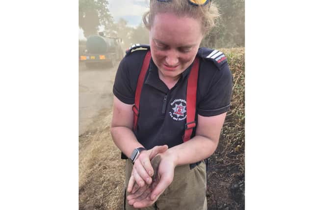Crew commander Amy Gamble with the mouse