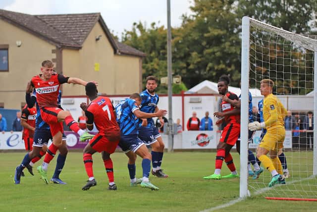 Goalmouth action from Kettering's home defeat