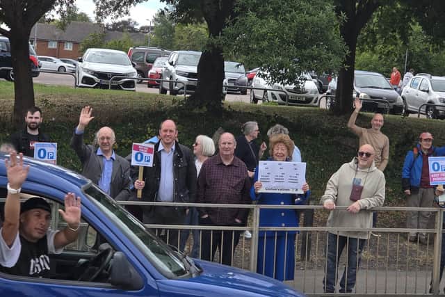 Campaigners get toots of approval from drivers passing Jackson's Lane car park in Wellingborough/UGC