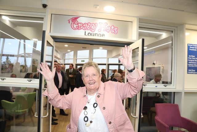Kettering General Hospital, Crazy Hats Lounge and courtyard garden opened - Glennis Hooper founder of Crazy Hats charity at KGH /National World