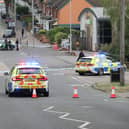 Emergency services at the scene in London Road, Kettering this afternoon